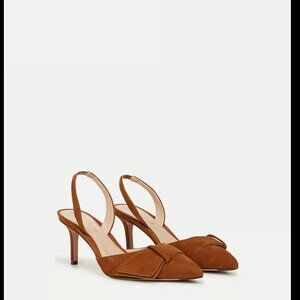 Veronica Beard Brown Suede Pointed-Toe Slingback Heels